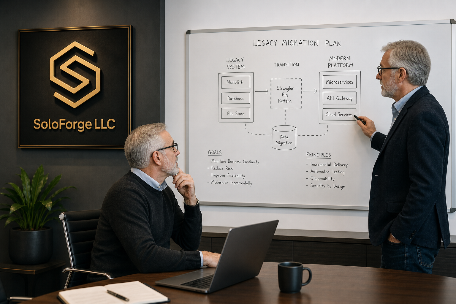SoloForge architects planning legacy migration
