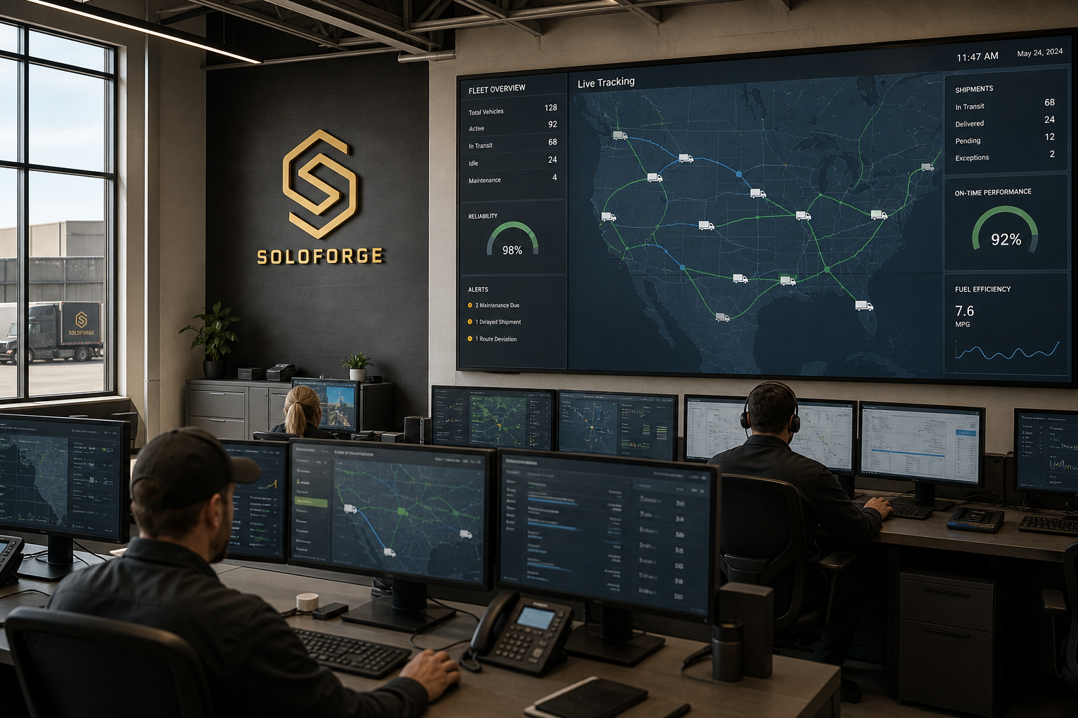 SoloForge logistics software dashboard
