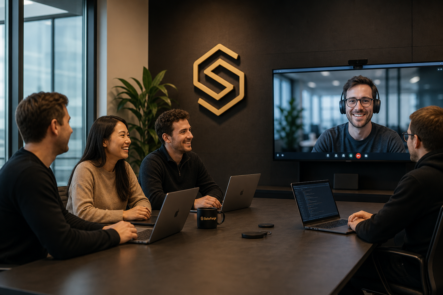 SoloForge remote engineers collaborating with client team